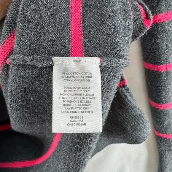 Caslon Sweater Womens Size S Striped Tunic Zip Shoulder Long Sleeve Gray Pink - Picture 8 of 11